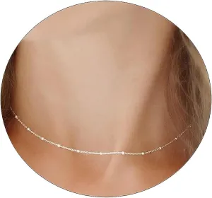 ASCOMY Silver Necklace for Women Dainty Silver Choker 14K Silver Plated Choker Minimalist JewelLery Gift for Women