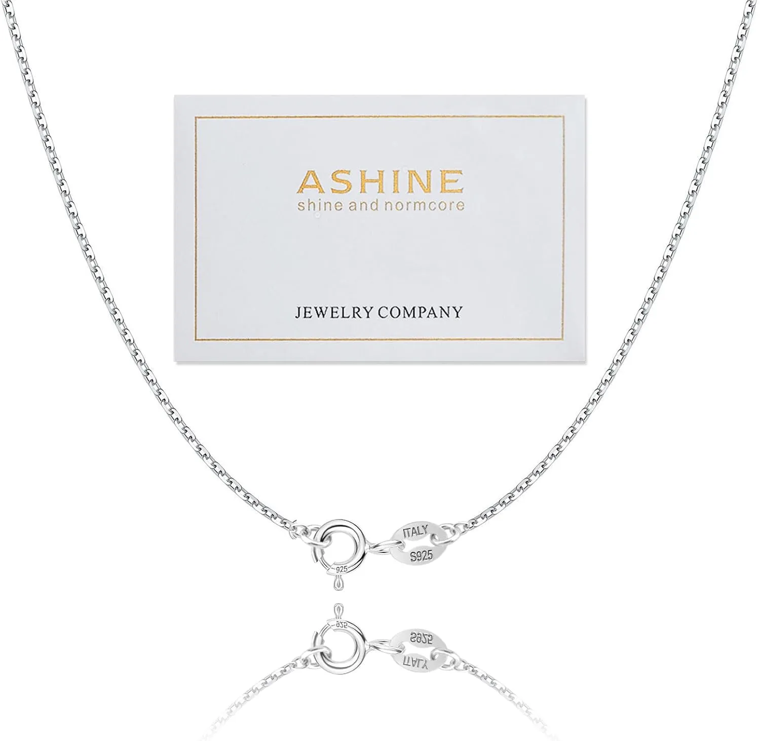 ASHINE 925 Sterling Silver & 14K Gold Plated Spring Ring Clasp 1.5mm Italian Chain - Necklace Available in 16, 18, 20, 22, 24, 26, 30 Inches