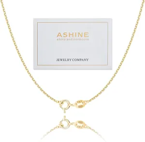ASHINE Solid 14K Over Gold Necklace for Women Girls 1.5mm Cable Chain Necklace Spring Ring Clasp Thin Sturdy Shiny Pendants jewelry 24 Inches