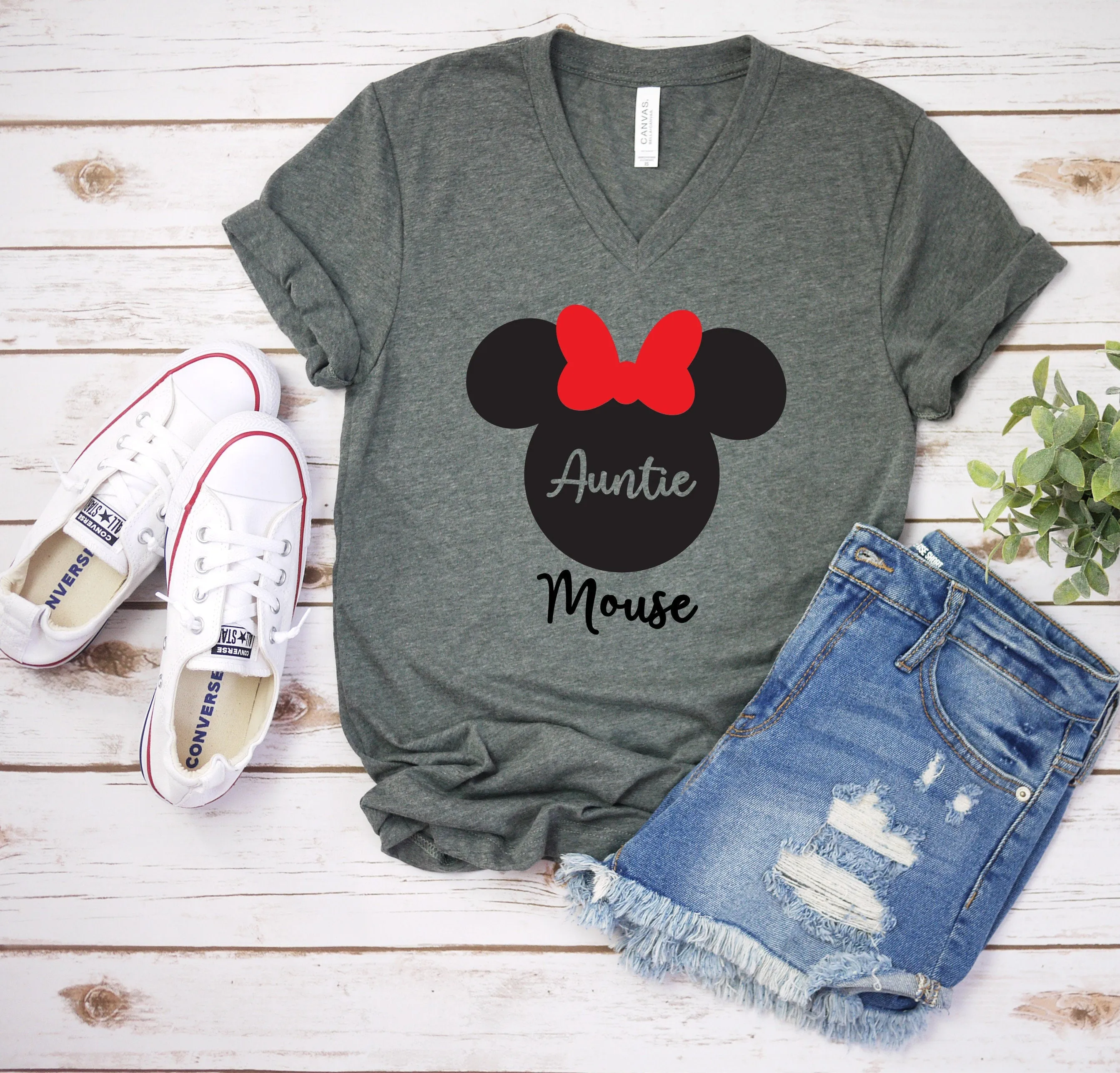 Auntie Mouse Disney T shirt - Disney Trip Matching Shirts - Minnie Mouse-Family Matching Disney Shirts