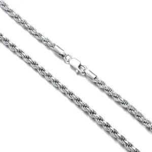 Authentic 925 Sterling Silver Rope Chain for Men & Women Beautiful Diamond-Cut Braided Twist Link Chain Necklace Strong and Aafe, 1.0MM - 4MM, 16-36" Exquisite Jewelry Gifts