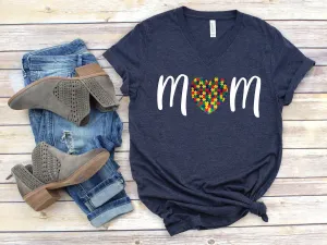 Autism Mom T Shirt - Awareness - Love Heart Puzzle Pieces - Inclusion - Spectrum - Gift