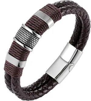 AZYOUNG Men's Leather Woven Bracelet Black Brown Valentine's Day Gift for Boyfriend or Husband