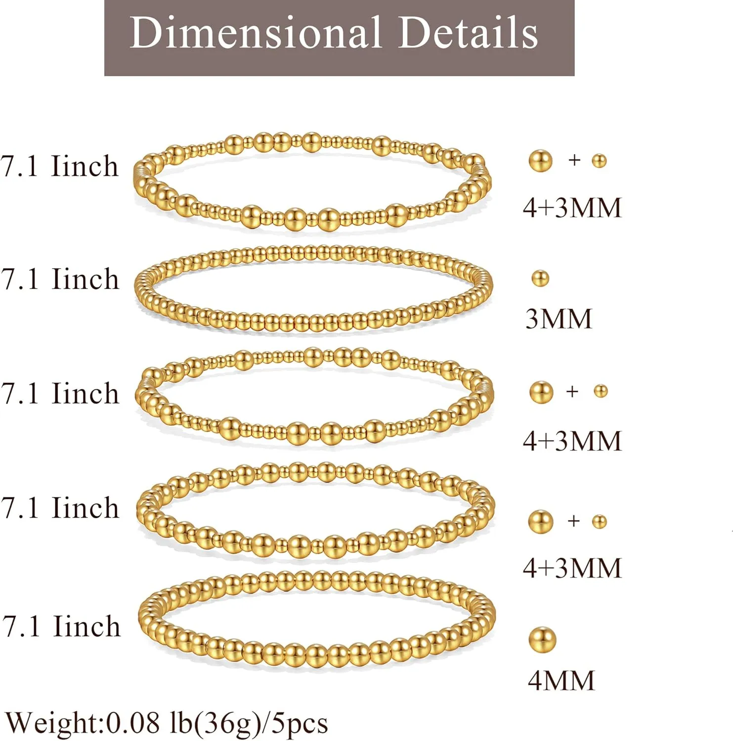 Badu Silver Beaded Bracelets for Women no tarnish Silver plated Stackable Bead Ball Bracelet Stretchable Elastic Hypoallergenic Trendy