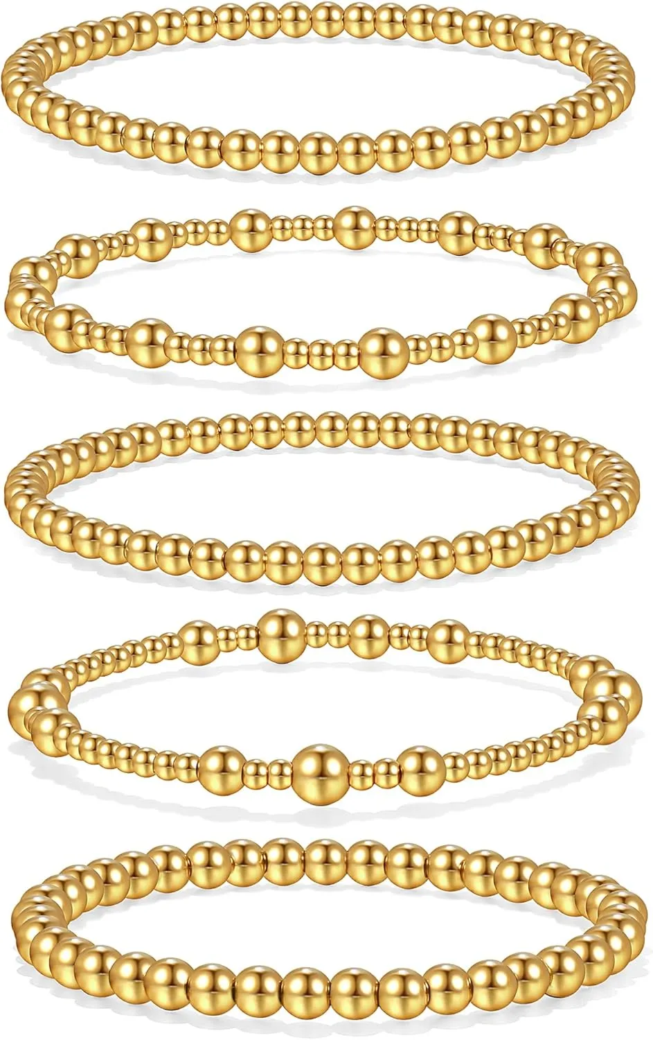 Badu Silver Beaded Bracelets for Women no tarnish Silver plated Stackable Bead Ball Bracelet Stretchable Elastic Hypoallergenic Trendy