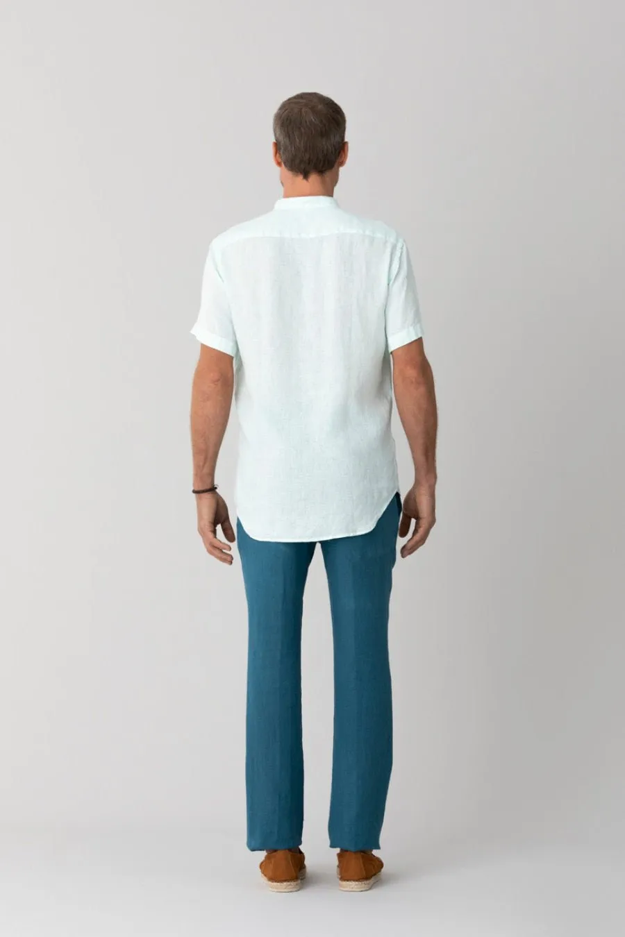 basic linen shirt mao aqua mc