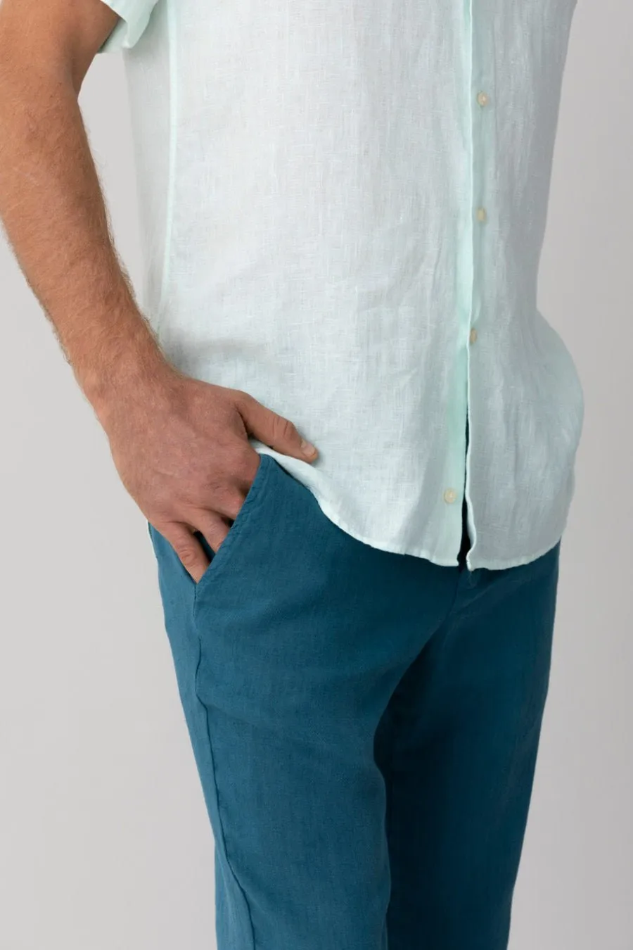 basic linen shirt mao aqua mc