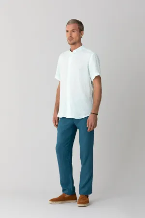 basic linen shirt mao aqua mc