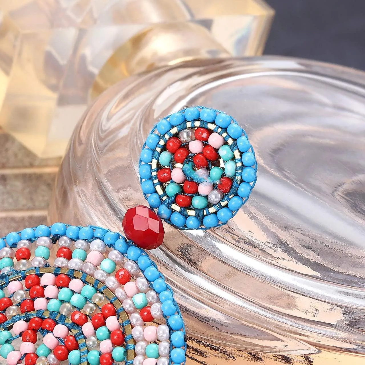 Beaded Drop Earrings for Women Handmade Colorful Beaded Earrings Boho Statement Beaded Dangle Earrings Summer Beach Jewelry Gifts