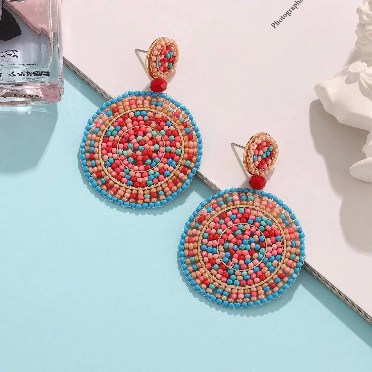Beaded Drop Earrings for Women Handmade Colorful Beaded Earrings Boho Statement Beaded Dangle Earrings Summer Beach Jewelry Gifts