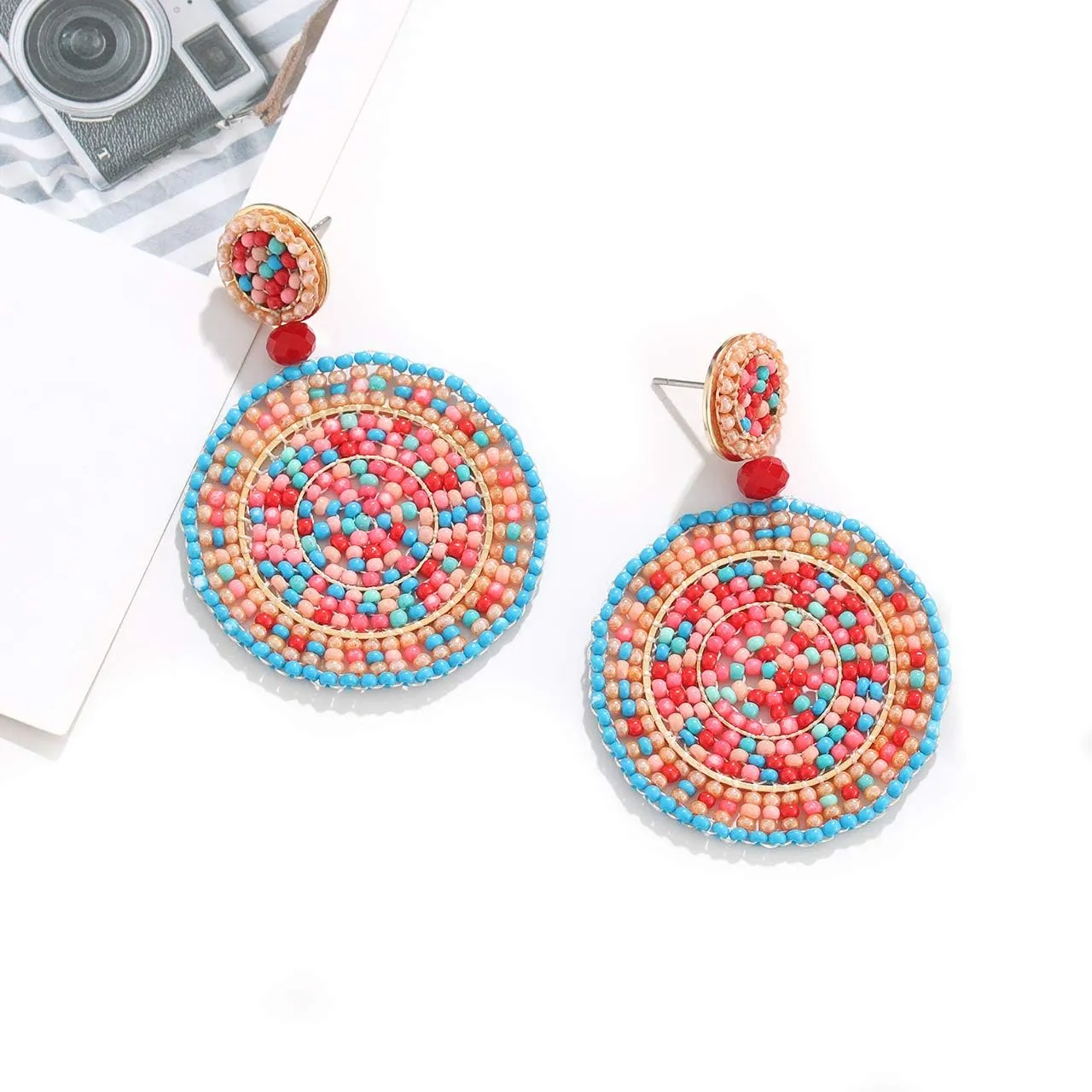 Beaded Drop Earrings for Women Handmade Colorful Beaded Earrings Boho Statement Beaded Dangle Earrings Summer Beach Jewelry Gifts