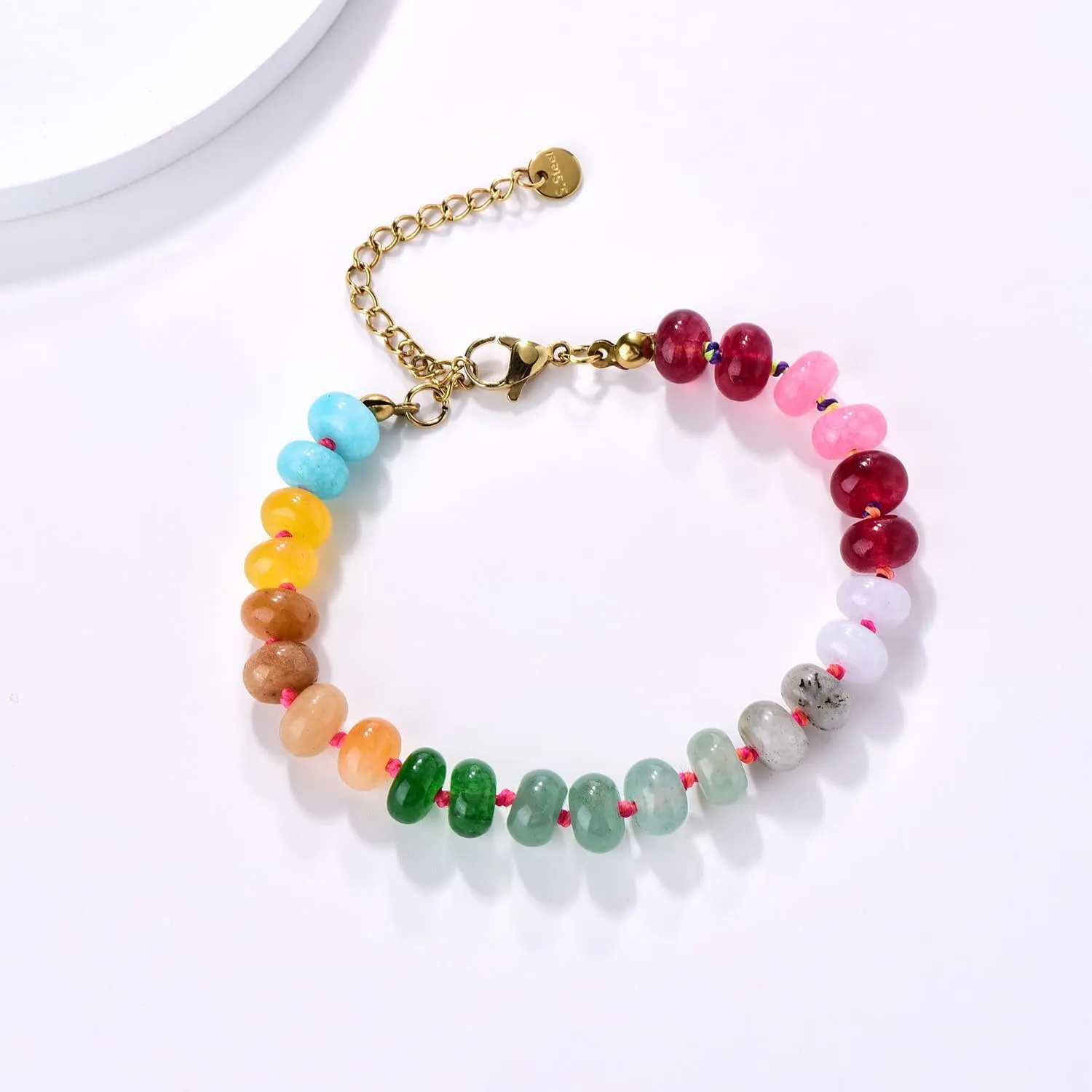 Beaded Gemstone Necklace For Women, Boho Choker, Rainbow Gemstone Necklaces, Handmade Jewelry Gift