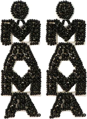 Beaded MAMA Dangle Earrings Shiny Sequins Rhinestone Mothers Day Earrings Birthday Holiday Mom Jewelry Gifts