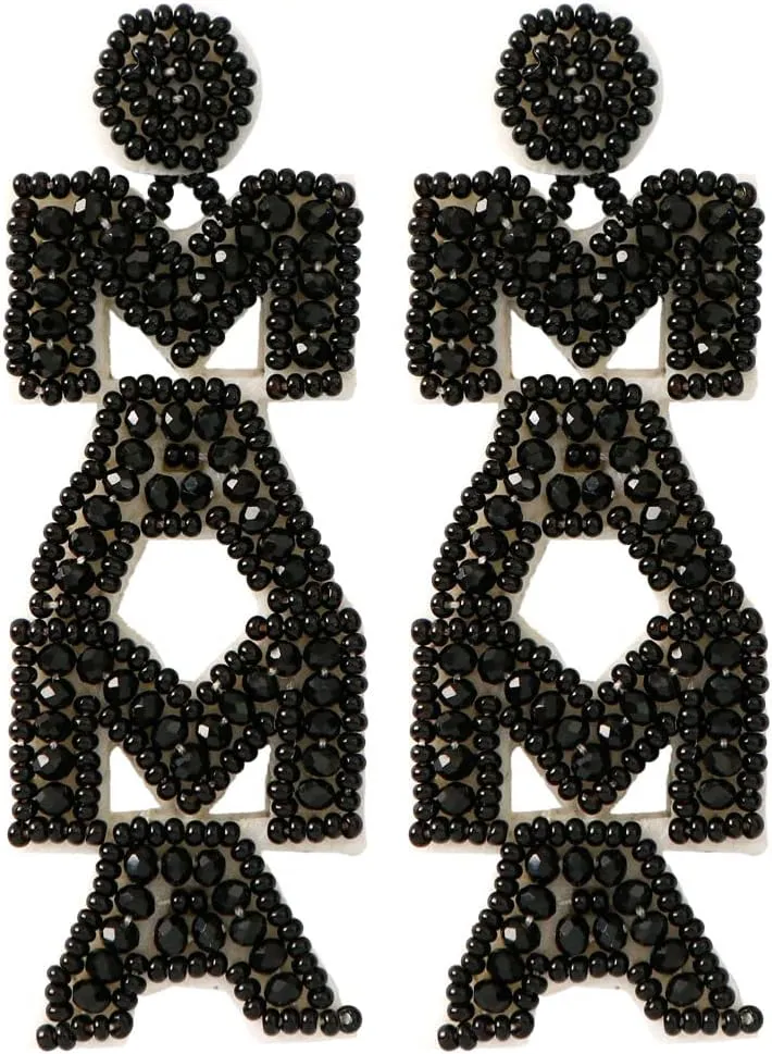 Beaded MAMA Dangle Earrings Shiny Sequins Rhinestone Mothers Day Earrings Birthday Holiday Mom Jewelry Gifts