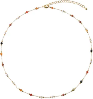 Beaded Necklace, 15.75in Girl Necklace Titanium Steel Summer Necklace Trendy Boho Necklace Bohemian Jewelry Gift for Woman