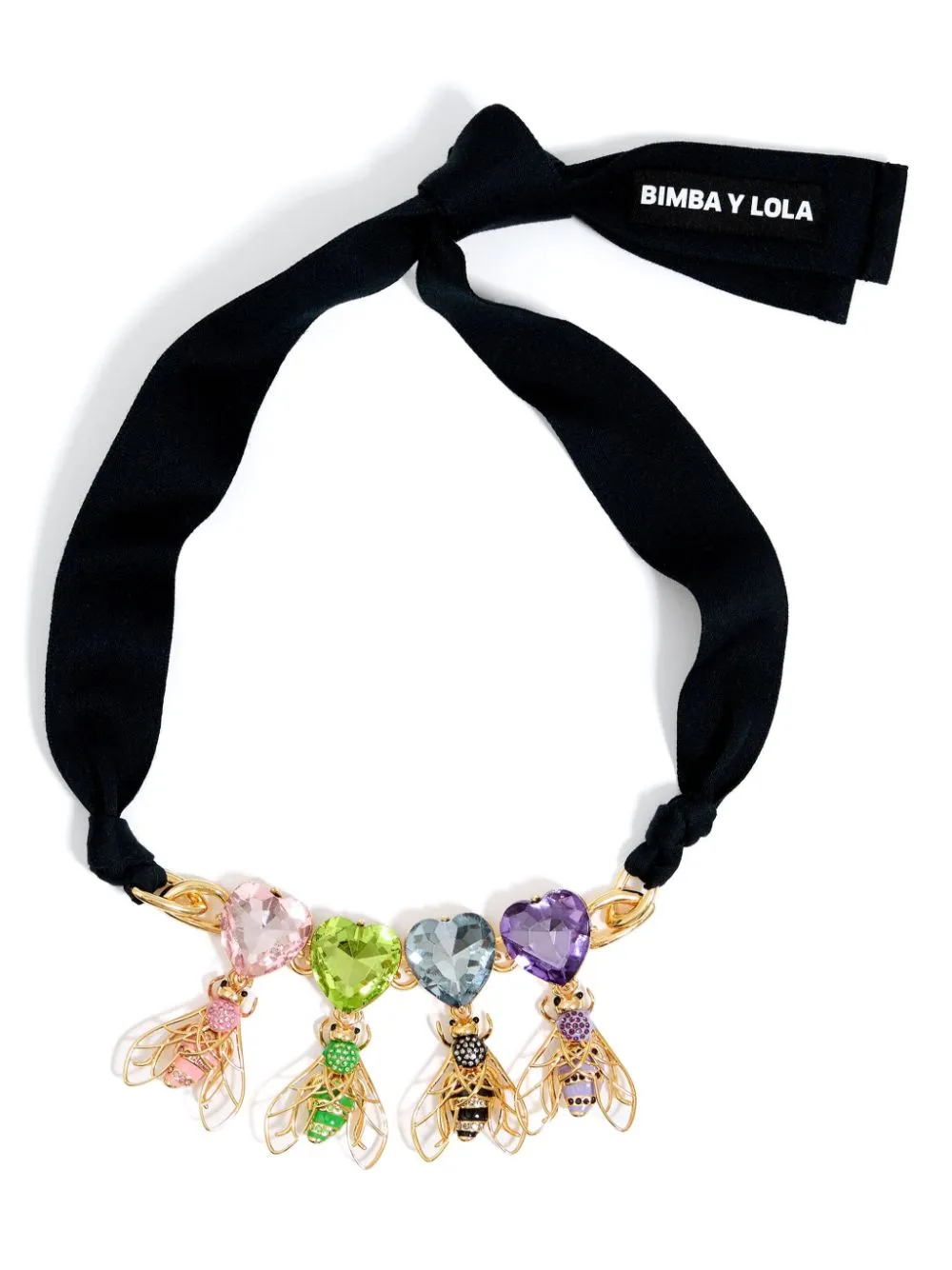 bee-pendant crystal-embellished necklace