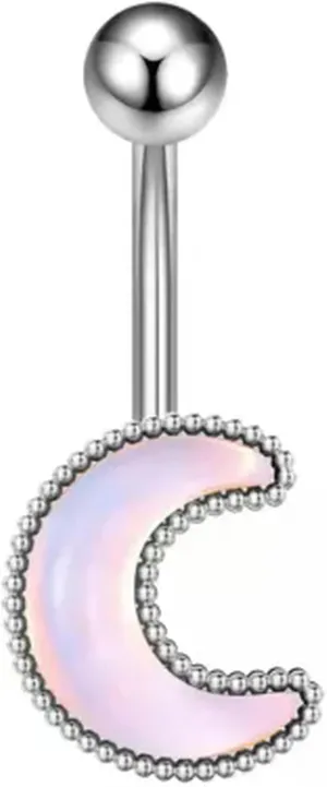 Belly Navel Jewelry Geometric Belly Ring Moon Navel Ring Belly Navel Gifts@-Pink
