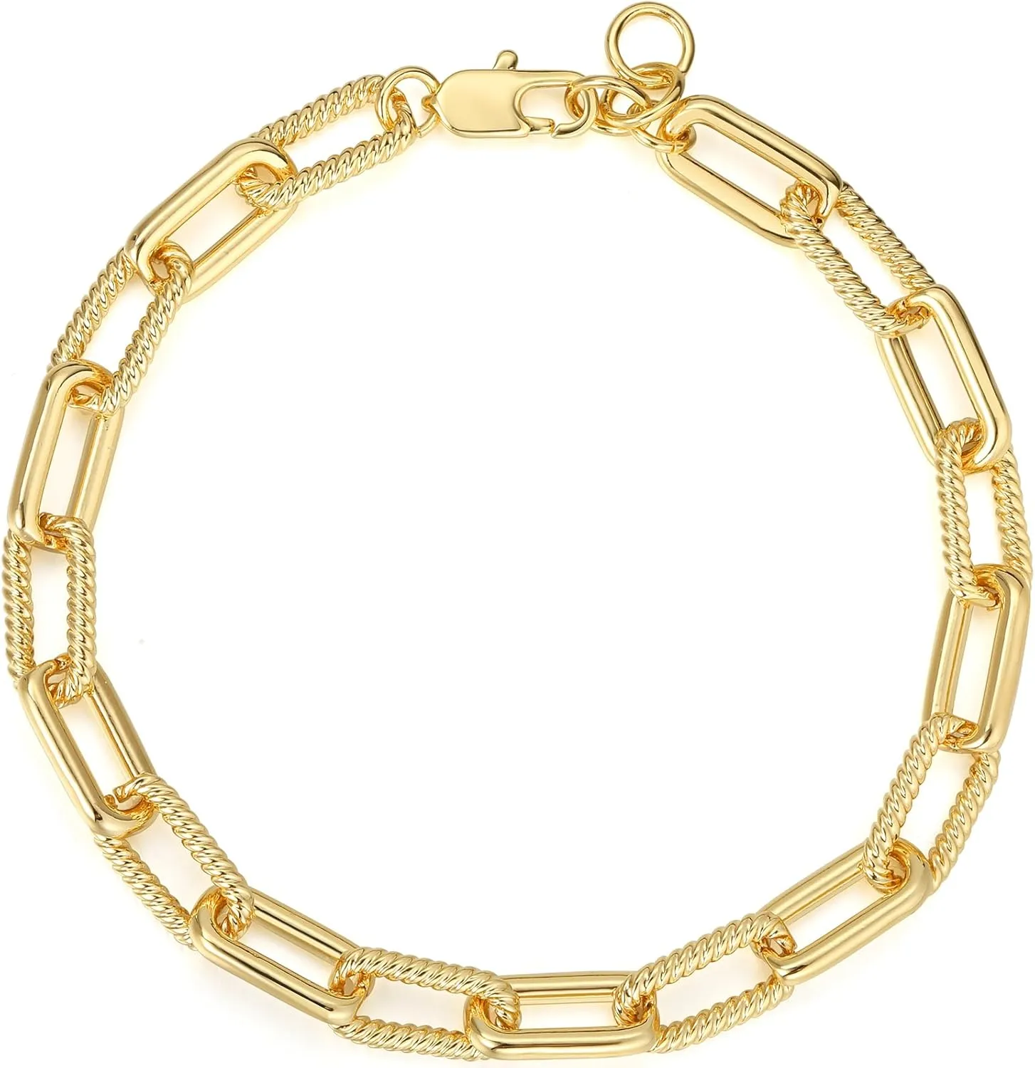 BENEIGE Women Bracelet 14K Gold Plated Paperclip Satellite Bead Ball Oval Cuba Cable Box Chain Daily Charm Layered Link Silver Bracelets Adjustable Jewelry