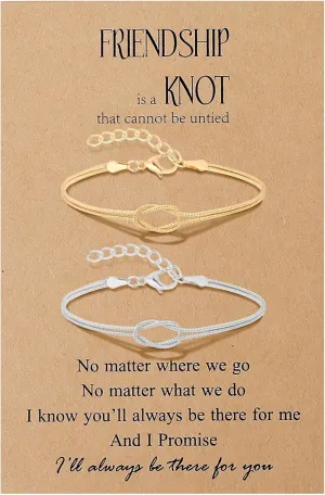 Best Friend Bracelet Love Knot Bracelets for Women Matching Bracelets for Best Friends Friendship Bracelet Kit for 2/3/4/5/6 Sister Matching Bracelets Long Distence Bracelet Birthday Jewelry Gifts