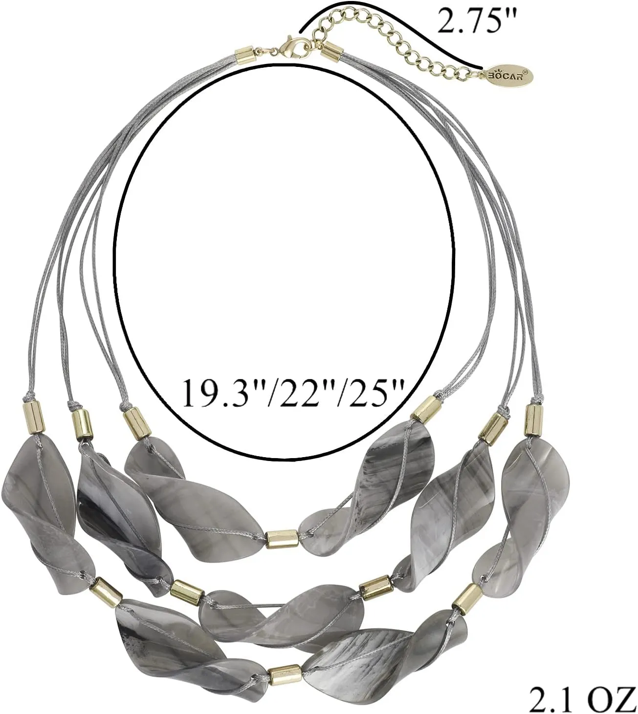 Bocar 3 Strand Statement Acetate Necklace Women Fashion Resin Multi Layered Collar Necklaces