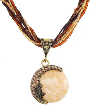 Boho Stone Pendant Necklace Tribal Choker Necklaces Fashion Beaded Jewelry for Women