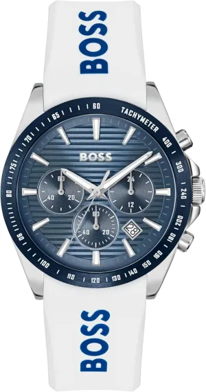 BOSS Men's Strike Chrono Watch  Stainless Steel Case, Date Function, Quartz Chronograph Movement, H-Link Bracelet or Silicone Strap, Sporty and Bold Design - Gift for Him