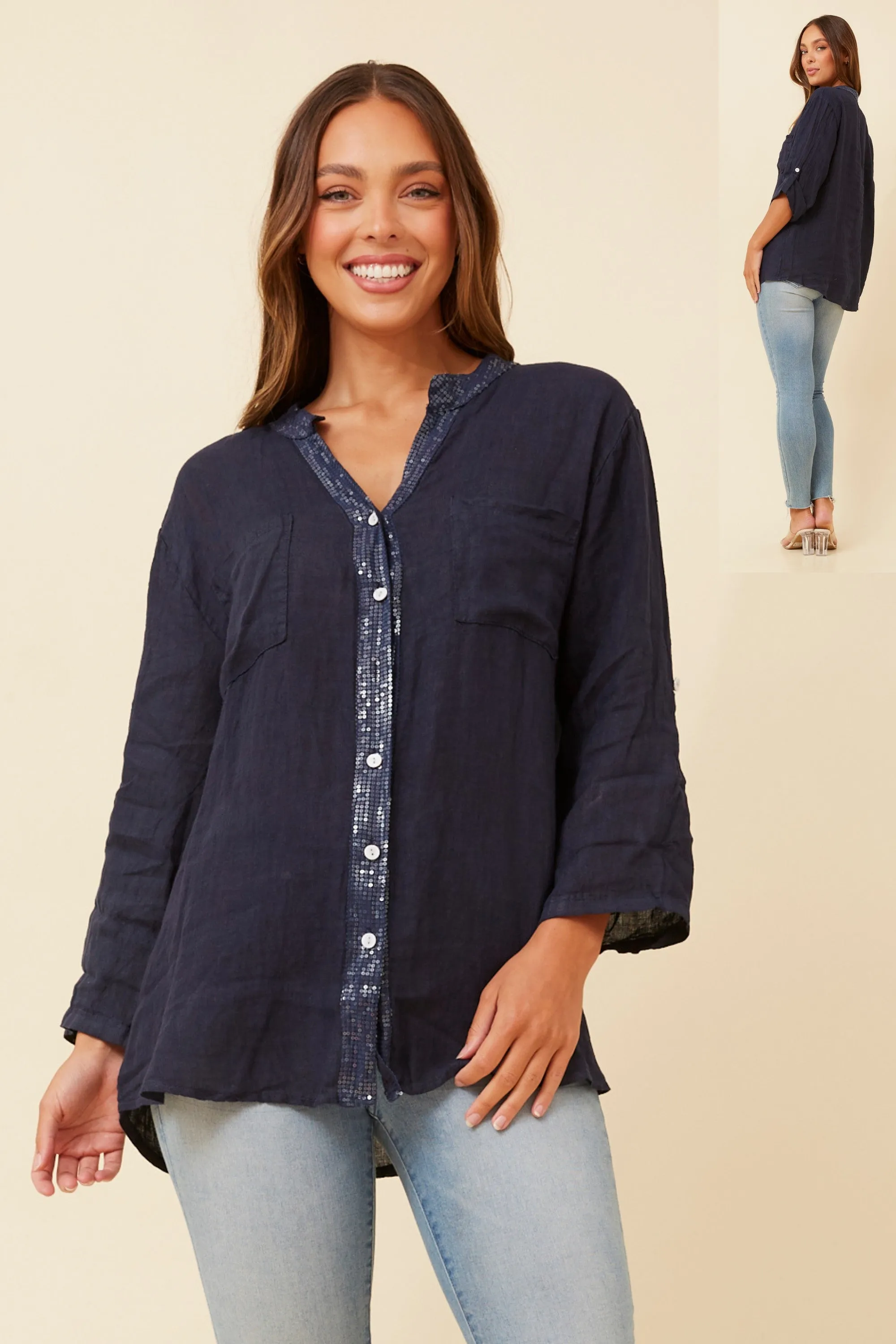 Botegga Sequin Linen Shirt