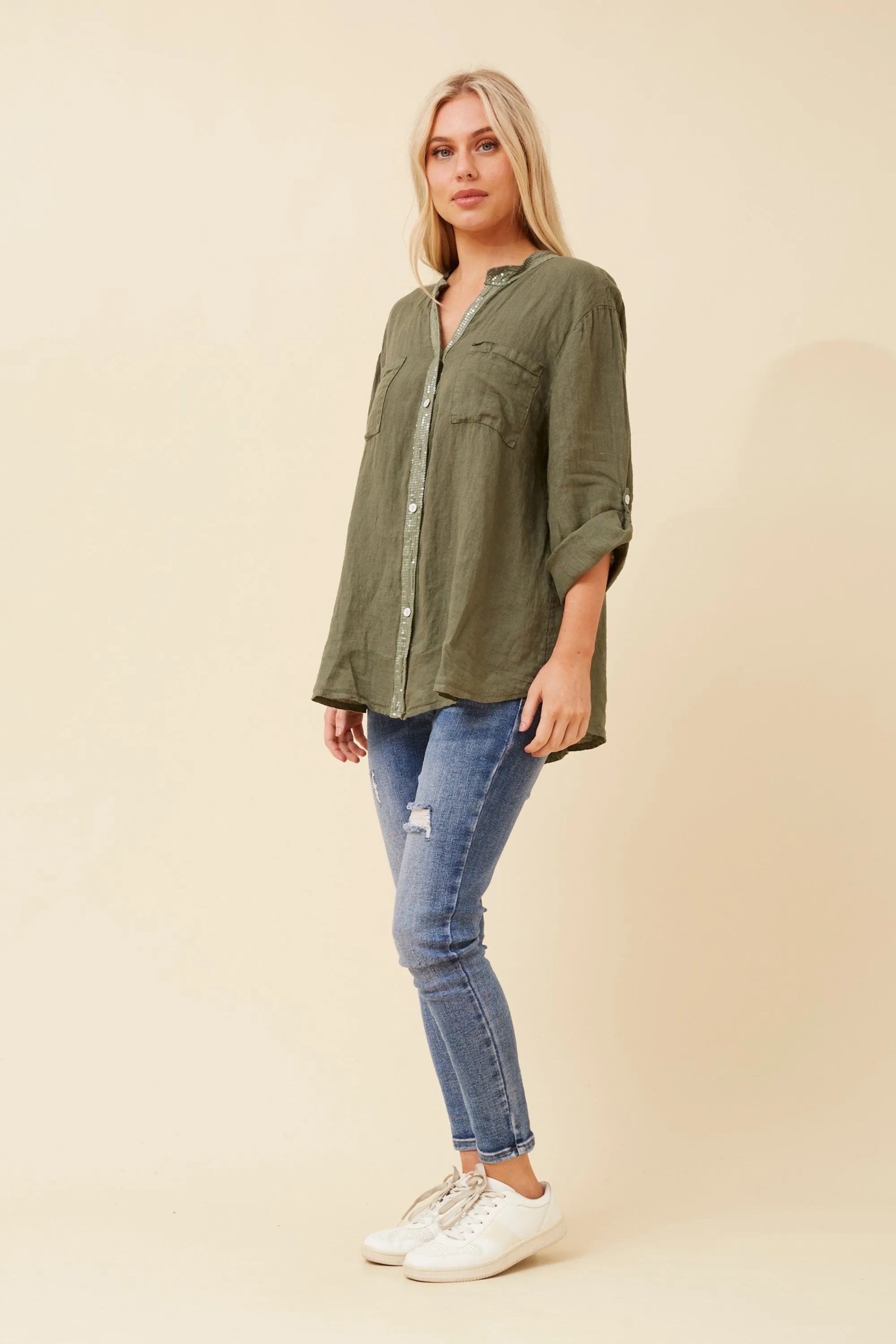 Botegga Sequin Linen Shirt