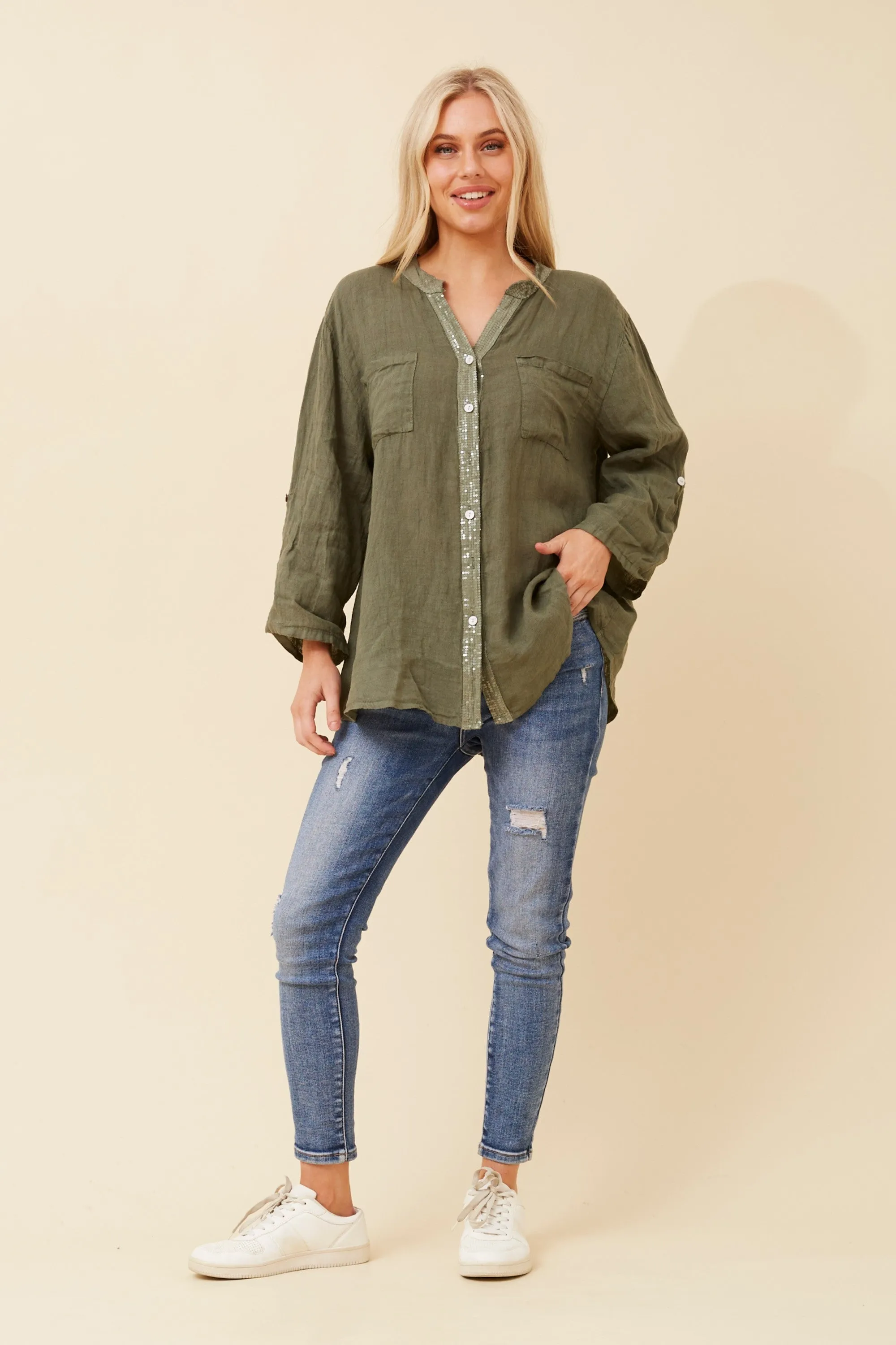 Botegga Sequin Linen Shirt