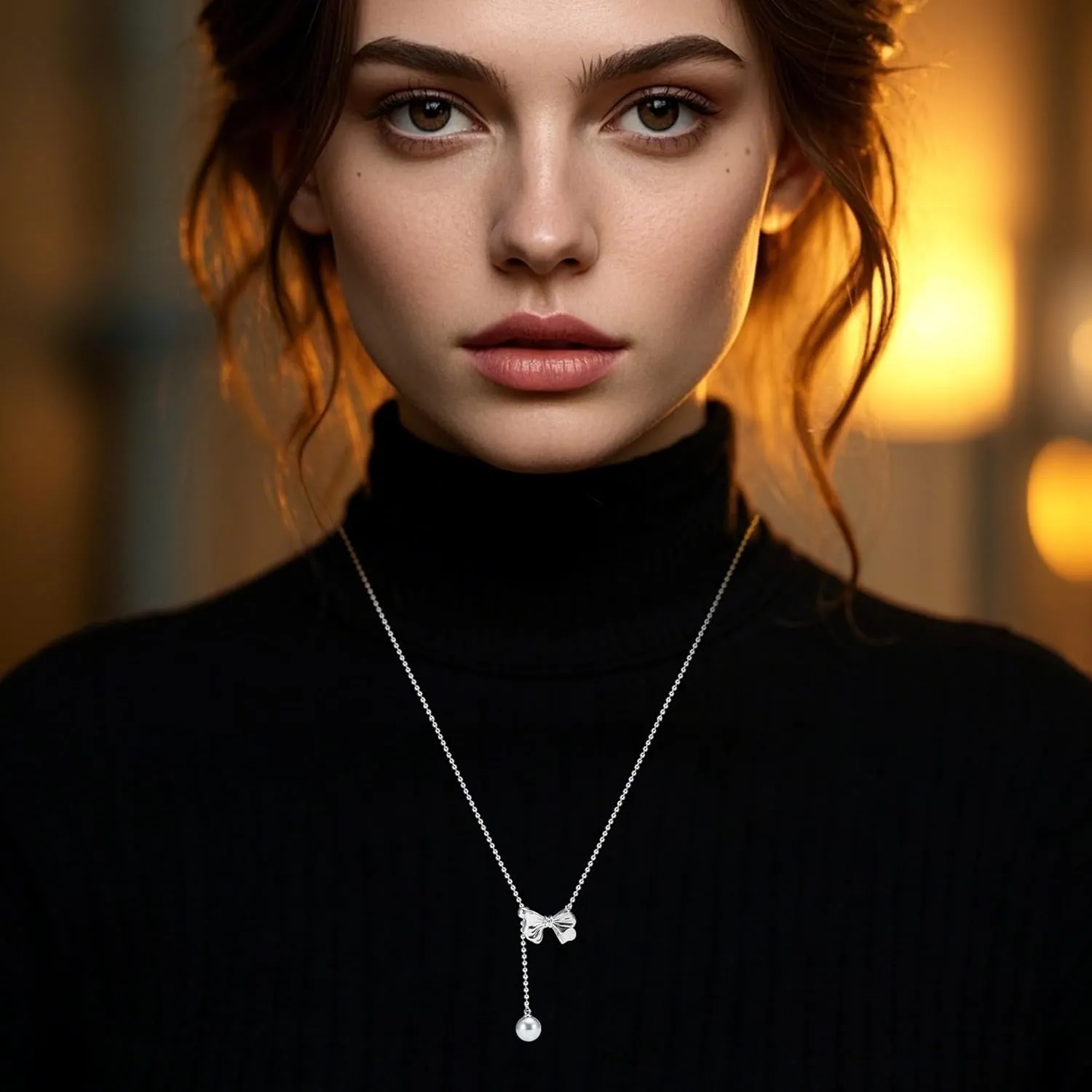 Bowknot/Snake Pendant Imitation Pearl Necklace Gorgeous Y Necklace for Women AAA Quality Alloy Fashion Jewelry Gifts for Wife Friend