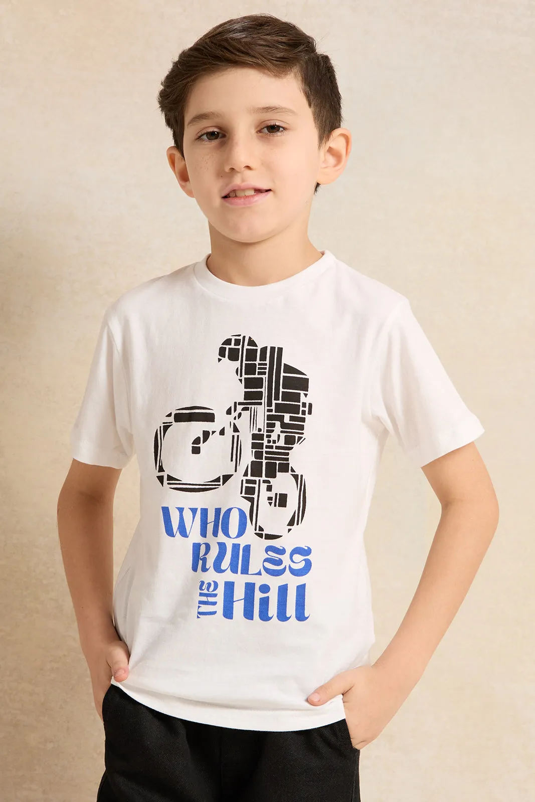 Boys Brown And White Shirt With T-Shirt (2 Piece)