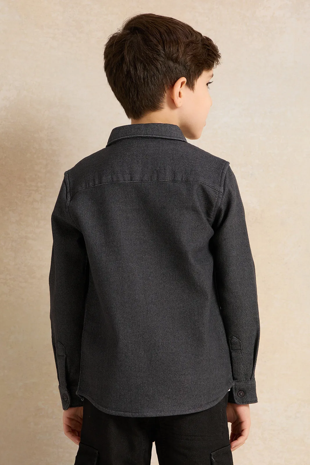 Boys Brown And White Shirt With T-Shirt (2 Piece)