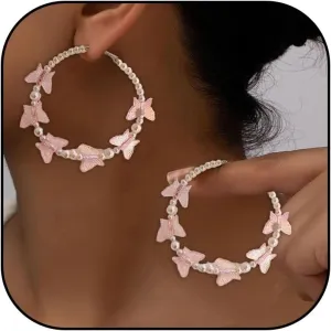Butterfly Earrings for Women Gold Butterfly Hoop Earrings Large Rhinestone Hoop Earring Butterflys Dress for Women Trendy