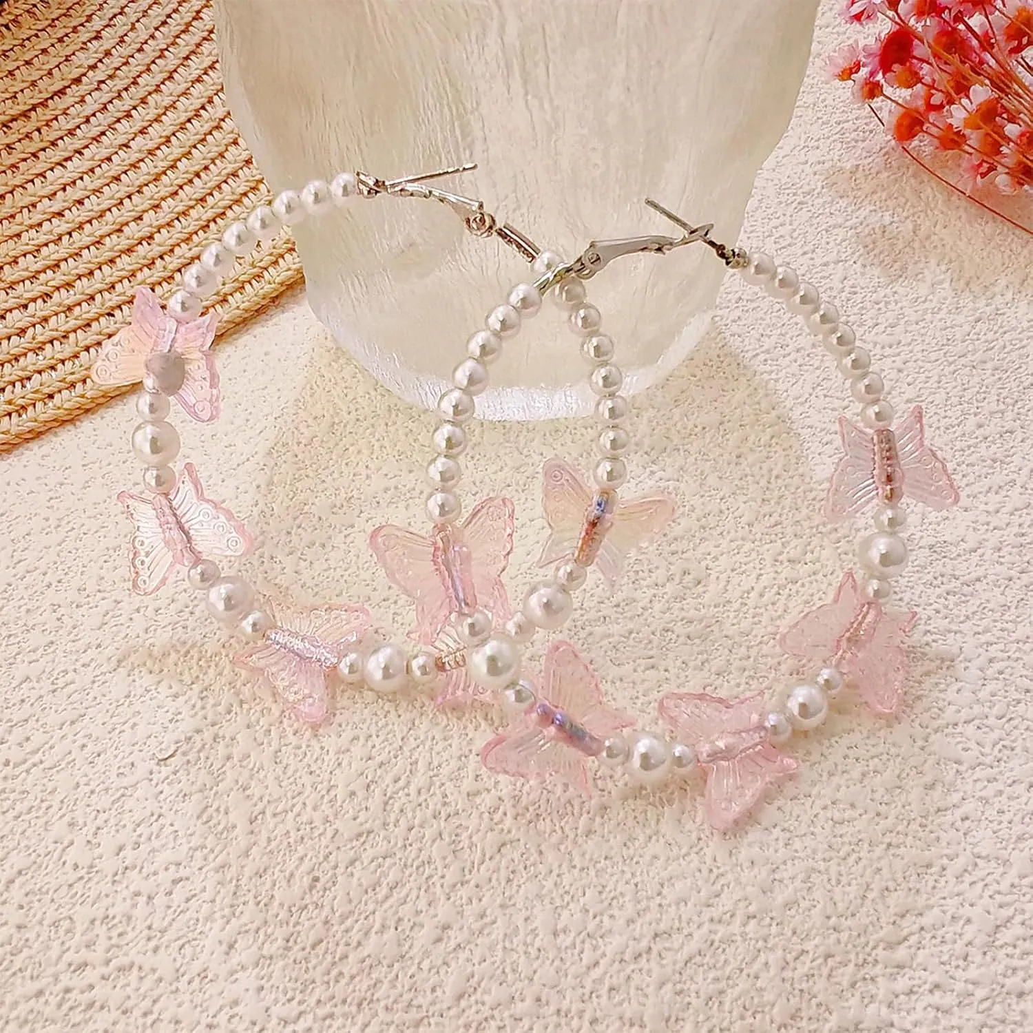 Butterfly Earrings for Women Gold Butterfly Hoop Earrings Large Rhinestone Hoop Earring Butterflys Dress for Women Trendy
