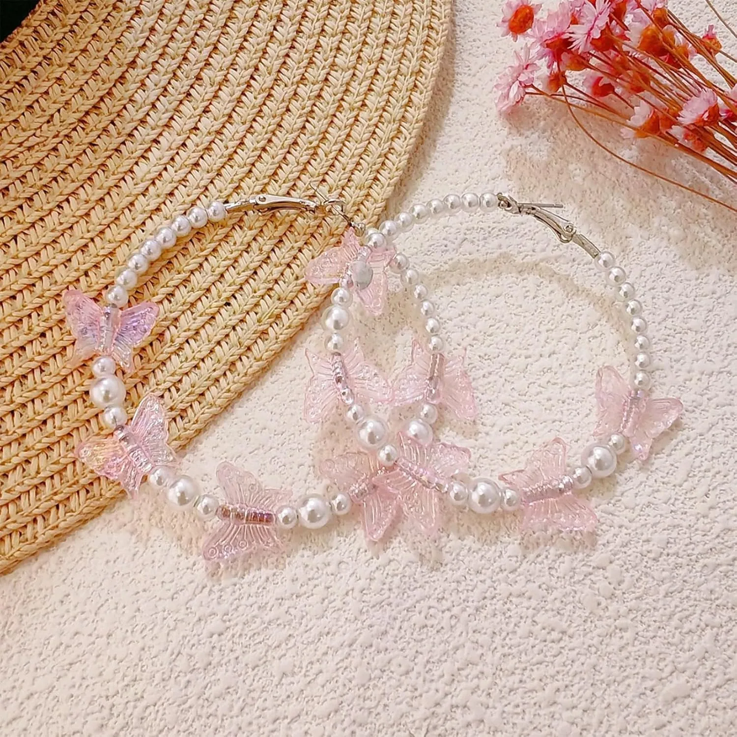 Butterfly Earrings for Women Gold Butterfly Hoop Earrings Large Rhinestone Hoop Earring Butterflys Dress for Women Trendy