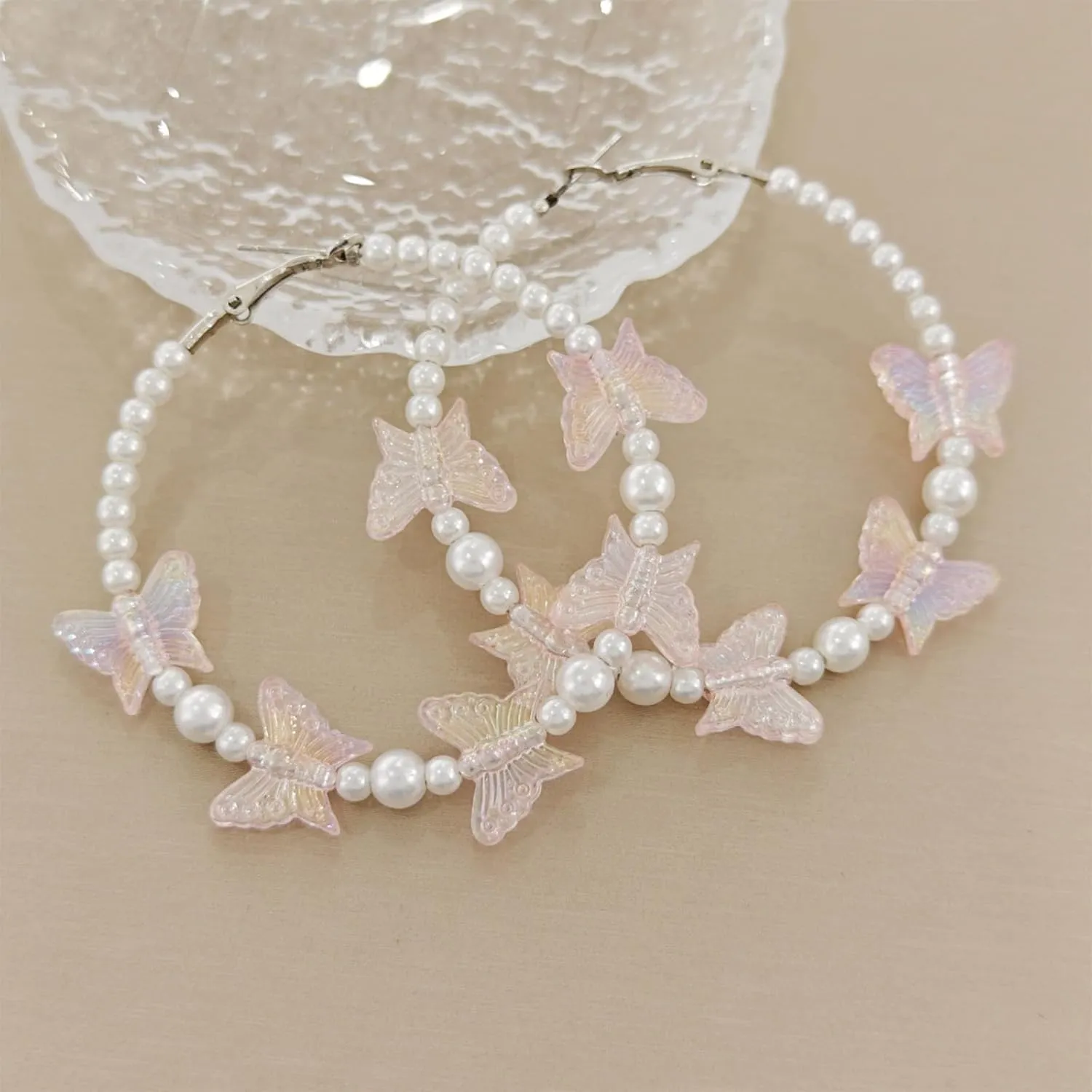 Butterfly Earrings for Women Gold Butterfly Hoop Earrings Large Rhinestone Hoop Earring Butterflys Dress for Women Trendy