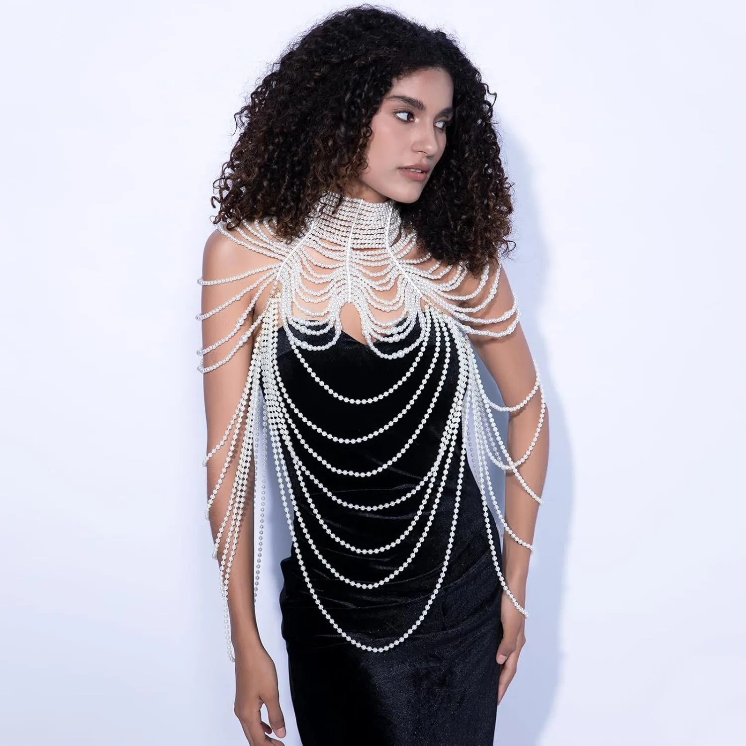 CCbodily Pearl Body Chain Bra - Fashion Shoulder Necklaces Bra Chain Body Jewelry