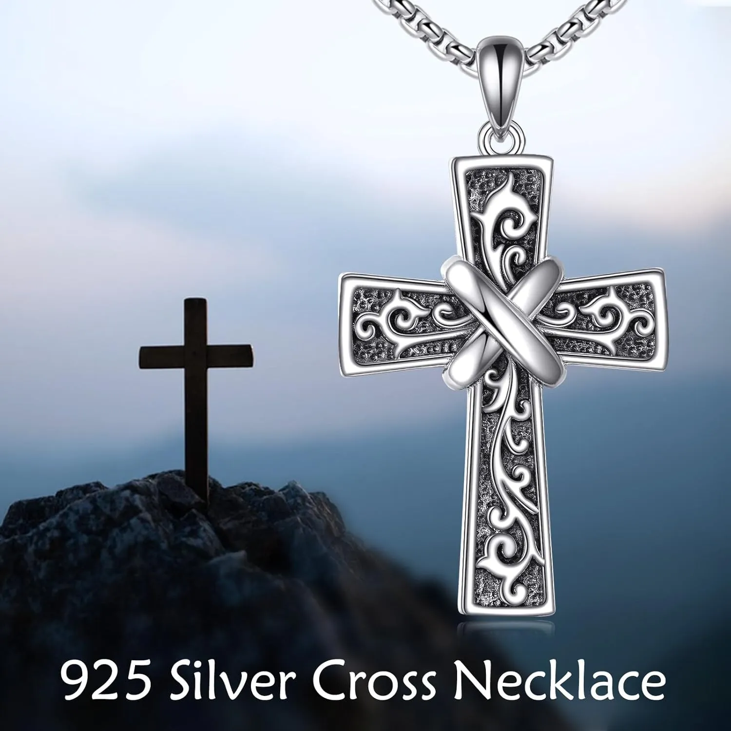 Celtic Cross Necklace for Men Women 925 Sterling Silver Cross Jewelry for Men Boys