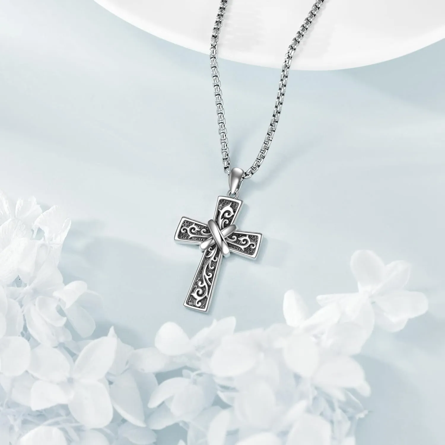 Celtic Cross Necklace for Men Women 925 Sterling Silver Cross Jewelry for Men Boys