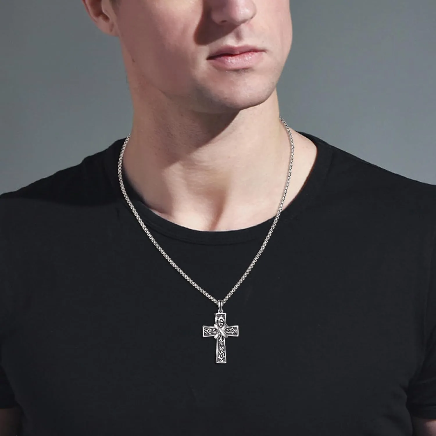 Celtic Cross Necklace for Men Women 925 Sterling Silver Cross Jewelry for Men Boys