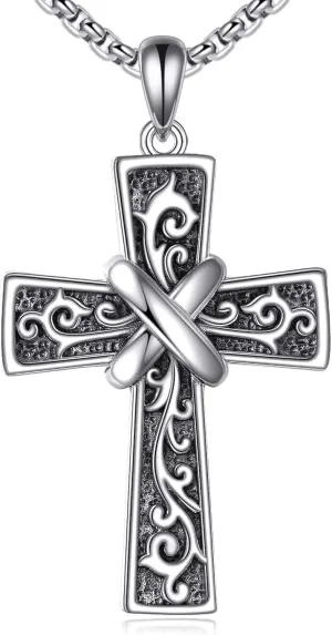 Celtic Cross Necklace for Men Women 925 Sterling Silver Cross Jewelry for Men Boys