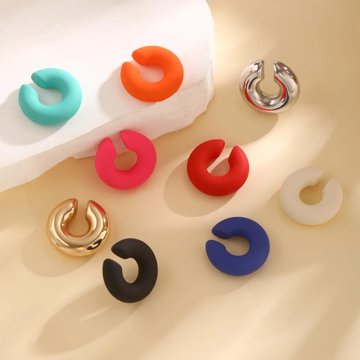 Chunky Gold Ear Cuffs for Women - Non-Piercing Clip-On Cartilage Hoop Earrings - Thick Trendy Statement Jewelry - Today's Daily Deals Clearance
