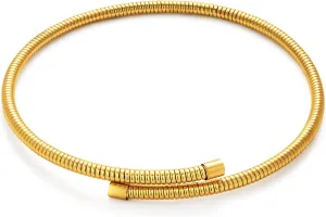 Chunky Gold Open Choker Collar Necklace for Women Stainless Steel Snake Chain Exaggerated Necklace