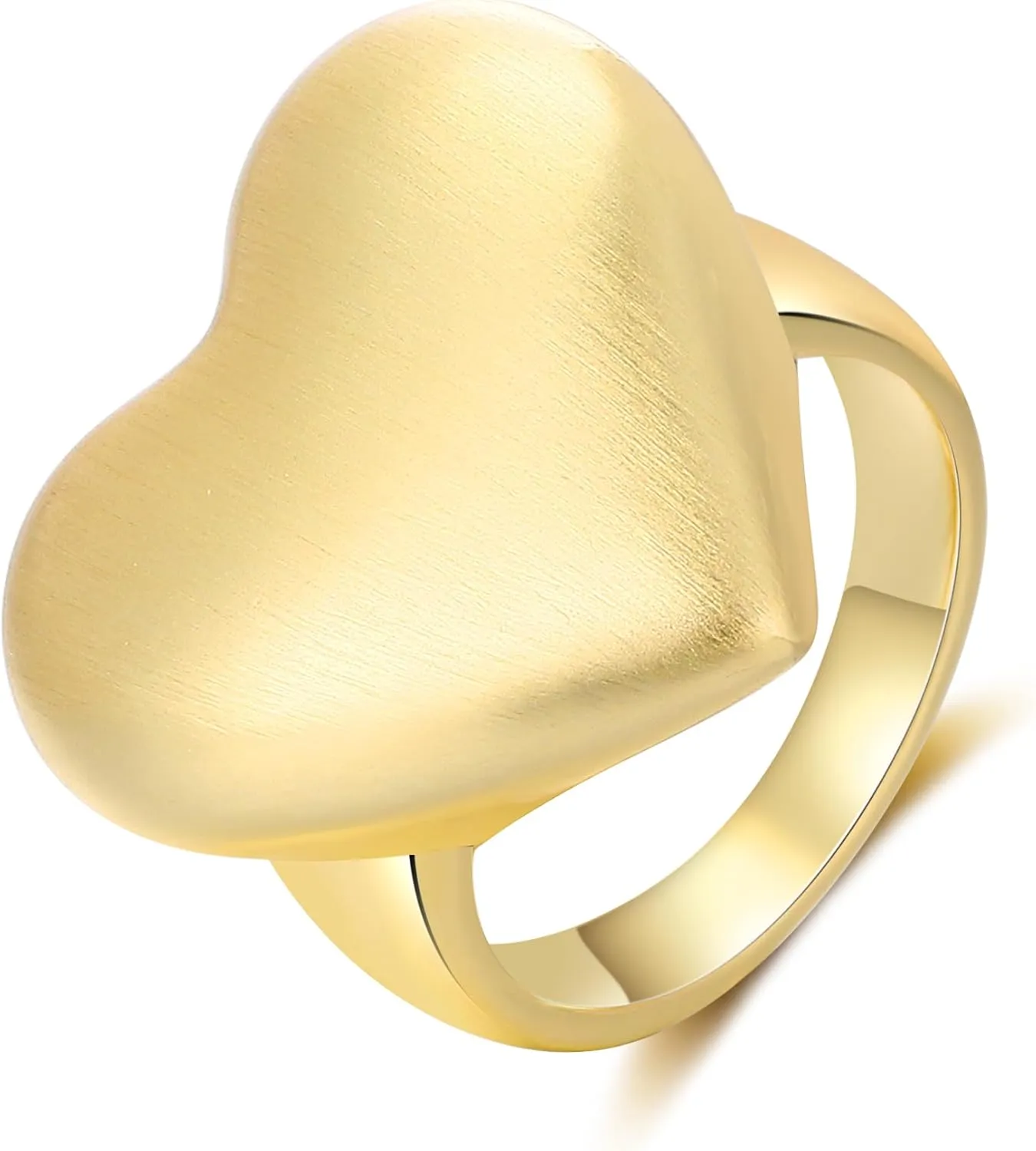 Chunky Gold Rings for Women, 14k Gold Plated Statement Band Rings Heart Round Teardrop Crossover Ring Stackable Thick Ring Cocktail Costume Jewelry Gifts