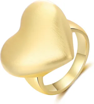 Chunky Gold Rings for Women, 14k Gold Plated Statement Band Rings Heart Round Teardrop Crossover Ring Stackable Thick Ring Cocktail Costume Jewelry Gifts