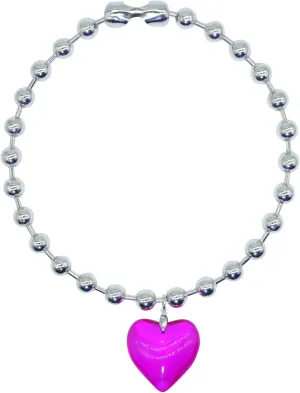 Chunky Heart Choker Necklace Colorful Beaded Glow in the dark jewelry for Halloween for Women and Men Trendy Accessory for Summer Holiday Fashion and Beach Vibes