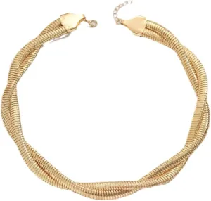 Chunky Snake Choker Necklace Triple Interlocking Snake Collar Necklace Vintage Gold Chain Layered Necklace Snake African Collar Exaggerated Necklace