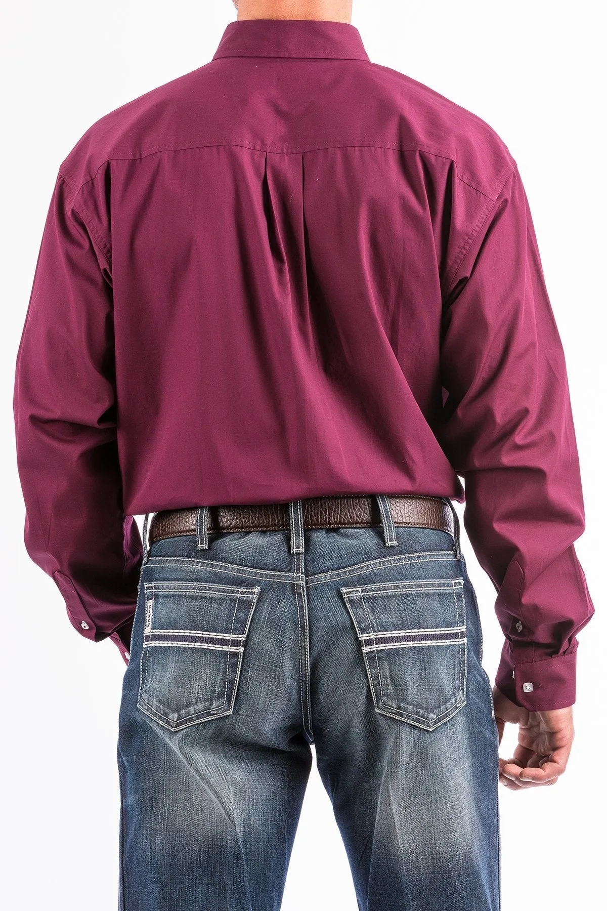 Cinch Mens Solid Burgandy Button Down Western Shirt Style MTW1104239