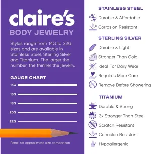 Claire's Nose Ring Stud and Hoops - Hypoallergenic Nose Piercing Exclusive Stud and Hoop Nose Rings for Women