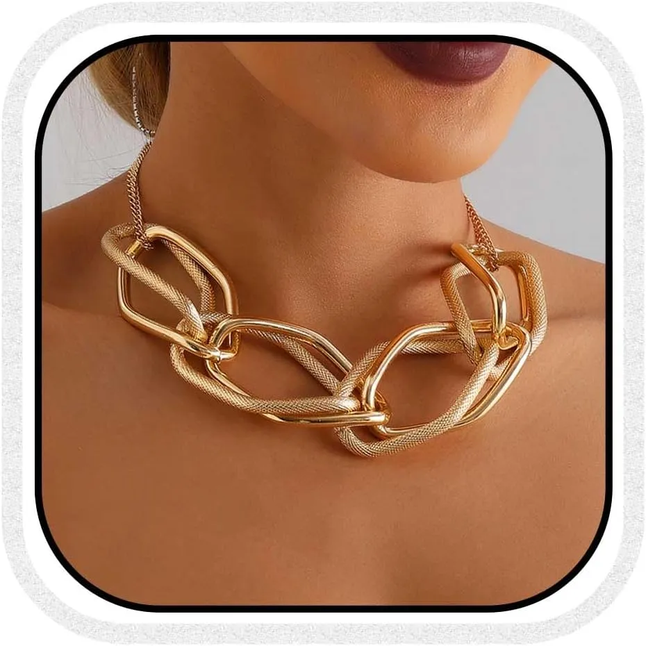 CLOACE Chunky Choker Necklace Gold Thick Necklaces Punk Cuban Chain Jewelry for Women